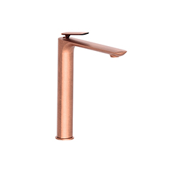 MITIGEUR LAVABO MI-HAUT AVEC VIDAGE UP&DOWN® OR ROSE BROSSÉ