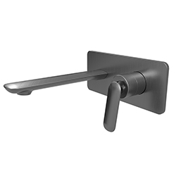 FAÇADE MITIGEUR LAVABO ENCASTRÉ AVEC PLAQUE BEC 185 MM MÉTAL BROSSÉ