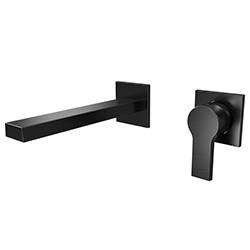 LAVABO MURAL OMEGA AVEC COLLECTEUR ET VIDAGE CHROME NOIR BROSSE