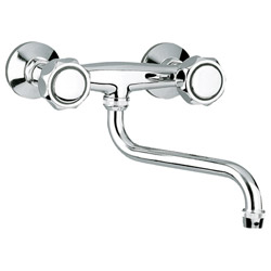 EVIER MURAL ORDO BEC DESSOUS TETES CERAMIQUE CHROME
