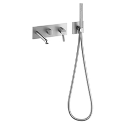 FACADE MITIGEUR BAIN DOUCHE 2 SORTIES PIEGA INOX