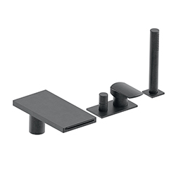 BAIN DOUCHE MITIGEUR COMPLET PROFILO SUR GORGE CHROME NOIR BROSSE