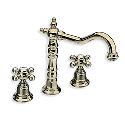 #LAVABO PARIGI 3 TROUS BEC POTENCE METAL BROSSE +VIDAGE