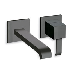 LAVABO MURAL QUADRI 2 TROUS SAILLIE 18 CM NOIR***QM257