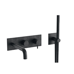 FACADE DOUCHE THERMOSTATIQUE 3 SORTIES CHROME NOIR BROSSE